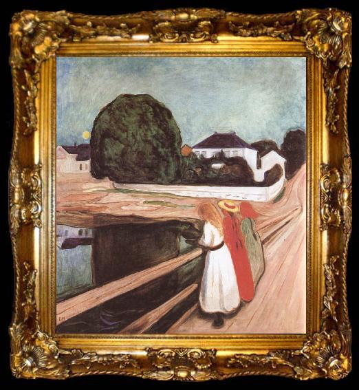 framed  Edvard Munch Girl on the bridge, ta009-2